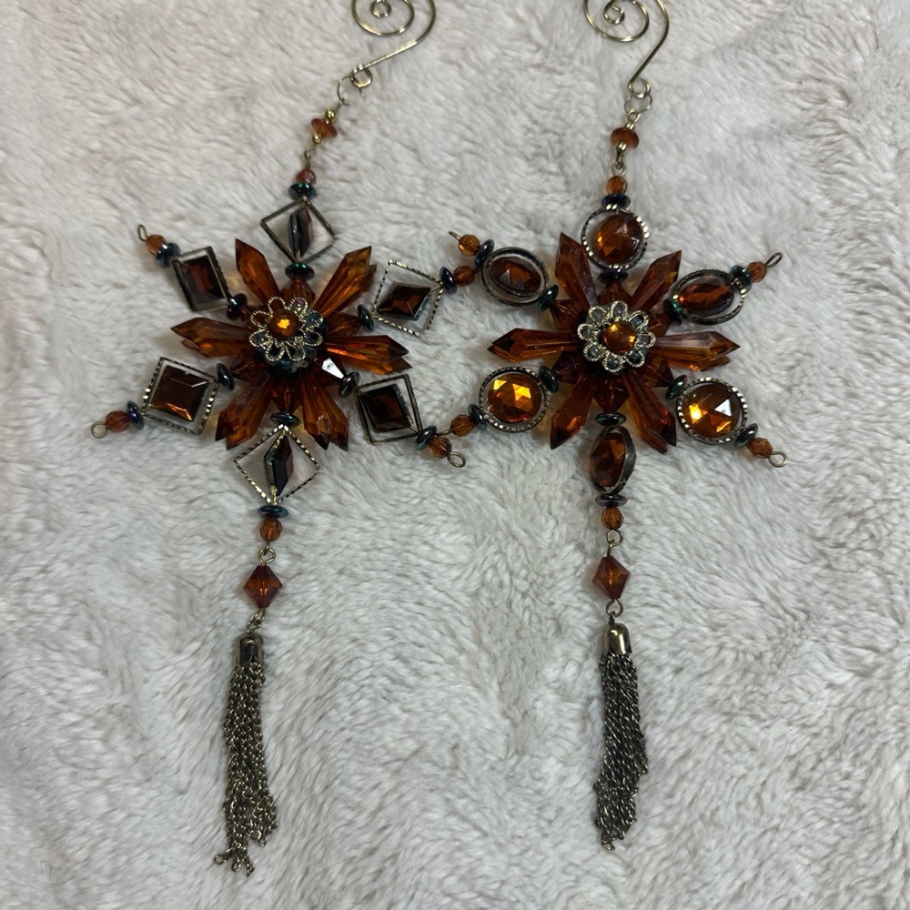 Amber Colored Snowflake Ornaments